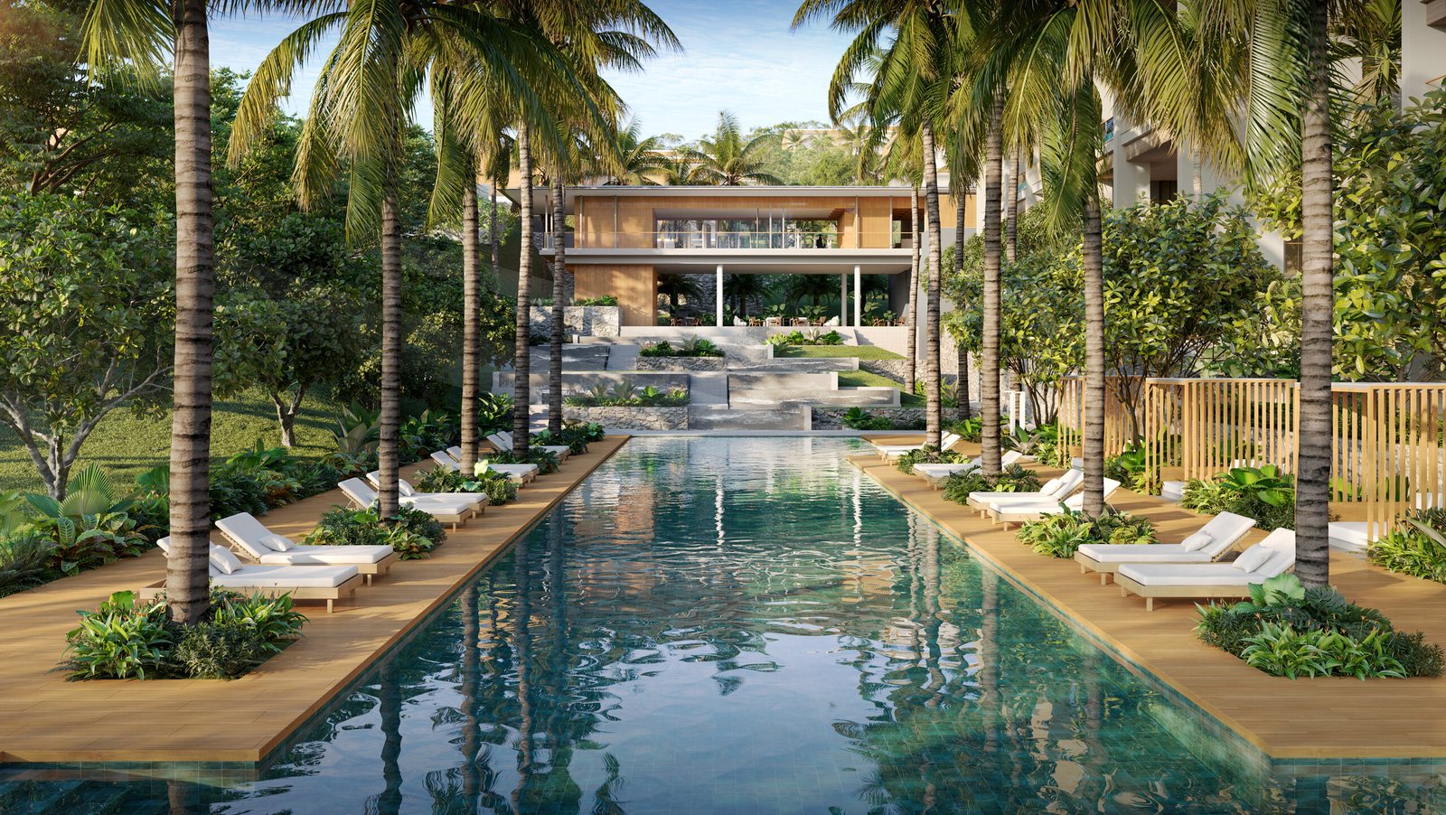 Kiara Reserve Residences — residents' clubhouse and long swimming pool
