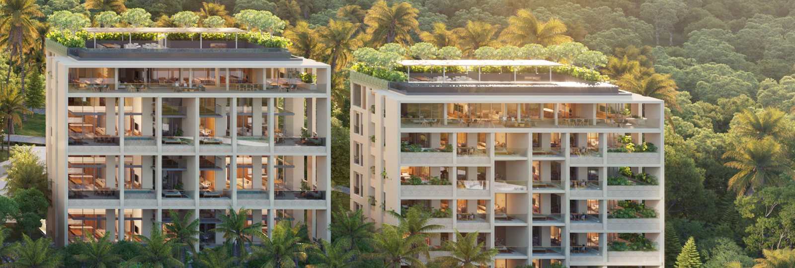 Kiara Reserve Residences — two condominium blocks among the greenery