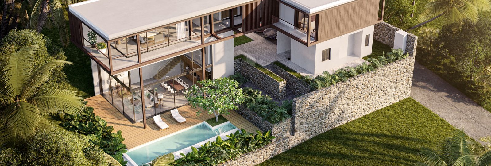 Kiara Reserve Residences — villa with private pool from above